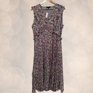 Banana Republic ~ Purple Yellow Green Floral Dress with Ruffles ~ Size XL